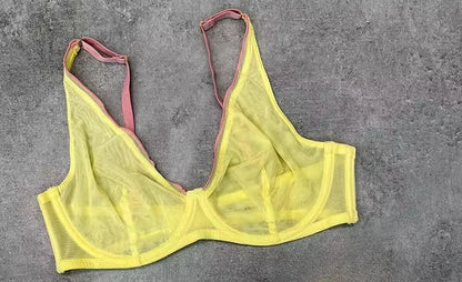 YUQI French Summer Bra - Sexy Euro Color-Block Lingerie | Slim Push-Up Lift & Anti-Sag Support | Anti-Sag Comfort Fit Underwear