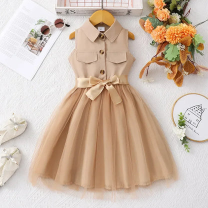 2025 Teen Girl Dress Summer Blue KIds Dresses Sleeveless Casual Vacation Elegant Mesh Children Princess Dress 7 8 9 10 11 12 Yrs