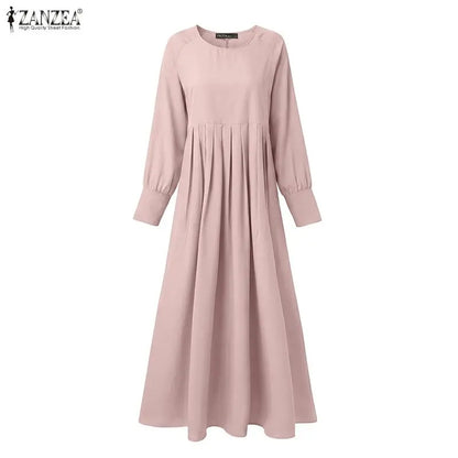 Modest Muslim Sets Fashion 2PCS Poncho Blouse Dress Sets ZANZEA Ramadan Hijab Outfits Women 2 Pieces Sets Long Sleeve Tops Suit