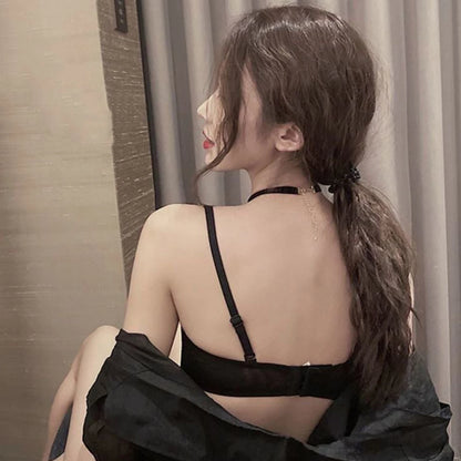 Women's Sexy Half-Cup Bra 1/2 Cup Gathering Soft Steel Ring Push-Up Lace Comfortable Underwear Set 8CM