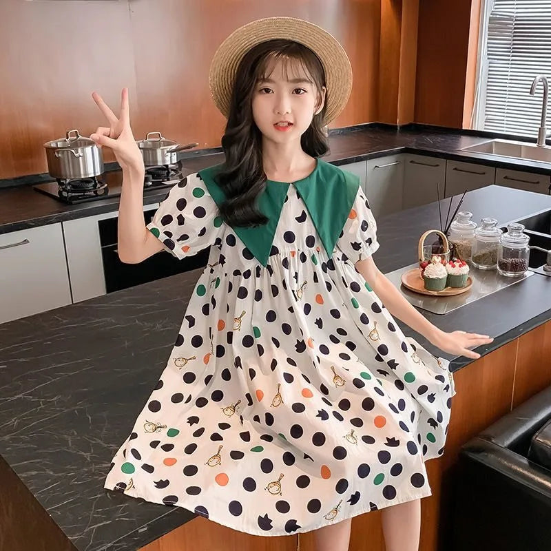 Cotton Princess Dress with Stylish Floral Print Sets for Children Luxury Girls Tweens Clothing Clothes 10 12 Years Children's 11