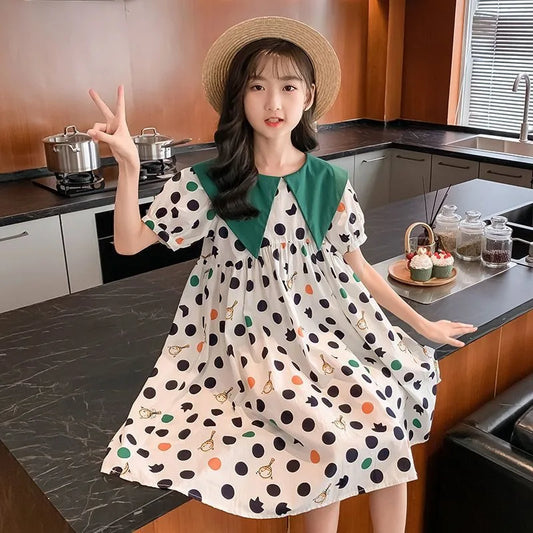Cotton Princess Dress with Stylish Floral Print Sets for Children Luxury Girls Tweens Clothing Clothes 10 12 Years Children's 11
