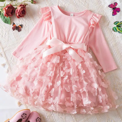 K-Pop Hunters Zoey Mira Rumi Girl Dress 3D Butterfly Casual Dresses Kids Princess Dress Long Sleeve Baby Girls Clothes 2-6Y