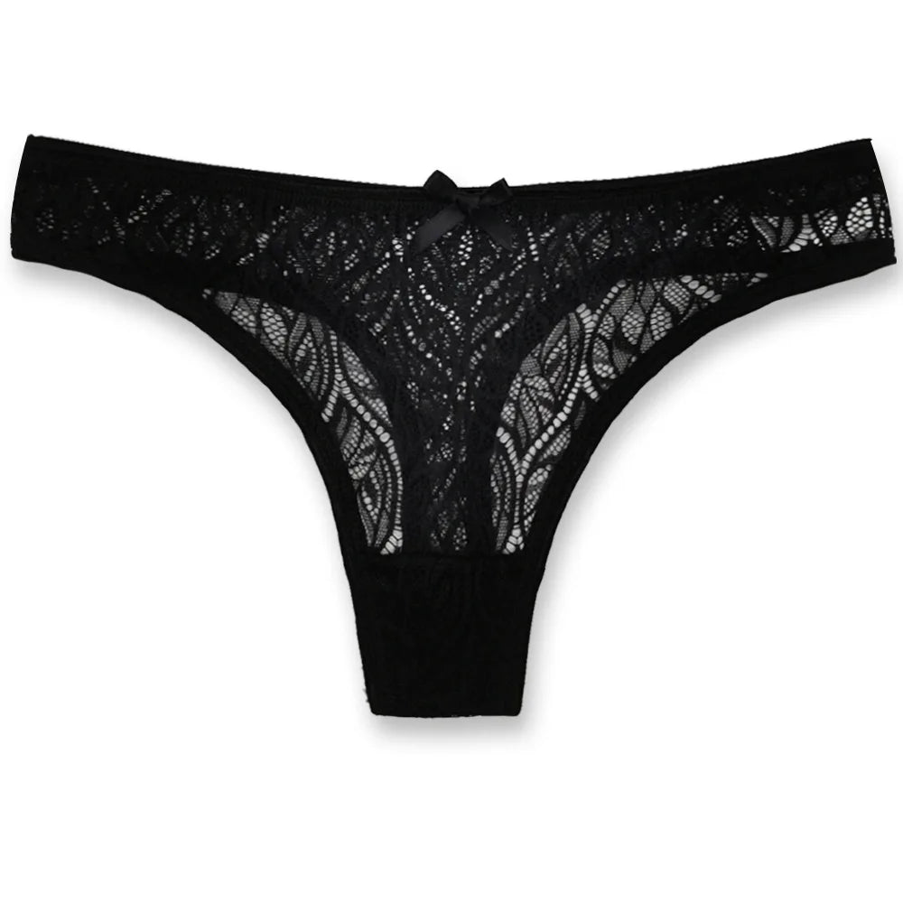 Sexy Panties Women Lace Silk Underwear Low Waist Bow Solid Color Briefs Cotton Crotch Breathable Sexy Thongs Women Underwear