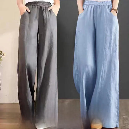 High Waist Wide Leg Pants Women's Casual Loose Cotton Linen Spring Summer Long Trousers Large Size Comfortable Drapey Style