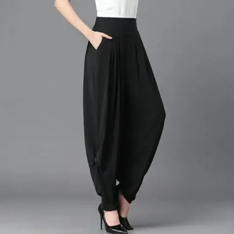 Summer New plus Size Lantern Pants Elastic Waist Casual Dance Mosquito Proof Long Trousers for plus Size Women High Waist Lon...