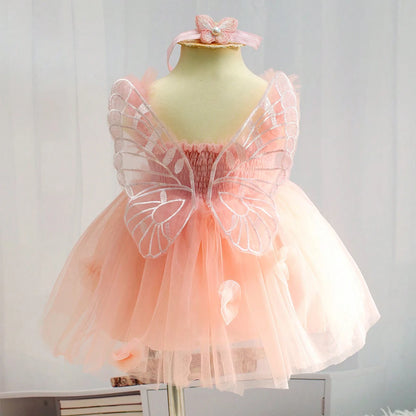 Ylsteed Newborn Girl Photography Outfits with Headband Baby Girl Butterfly Wings Mesh Dress for Photo Shooting Infant  Props-HD