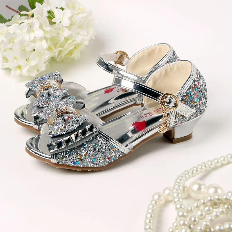 Summer New Girls High Heel Sandals Children's Princess Shoes Big Girls Performing Shoes Kids Open Toe Gladiator Sandals CSH822