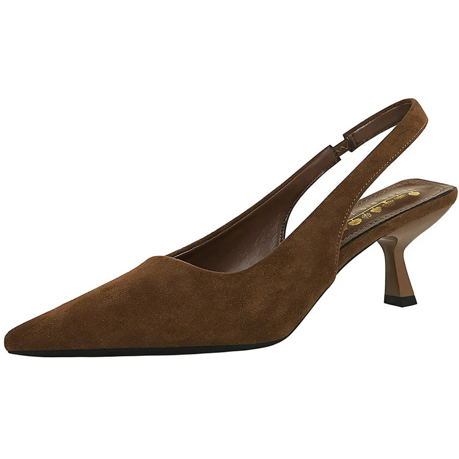 BIGTREE Shoes Kitten Heels 6 CM Suede Women Pumps Pointed Hollow Out High Heels Summer Women Heeled Sandals Comfort Ladies Shoes