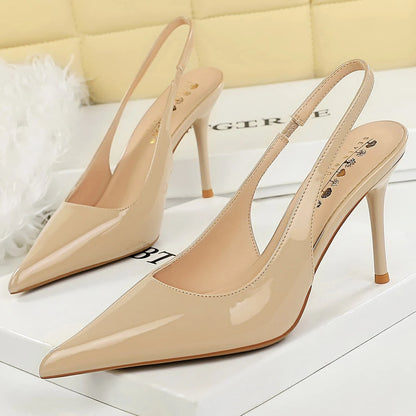Ladies' 9 cm Heels Women Sandal Summer Shoes Pointed Women Pumps Patent Leather High-heeled Sandals Stiletto Sexy Party Shoes