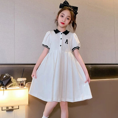 Polo Collar Women's Dress Child Girl Kids Dresses Girls Beautiful Elegant Girl's Clothes Party Luxury Girls' Evening Casual Kid