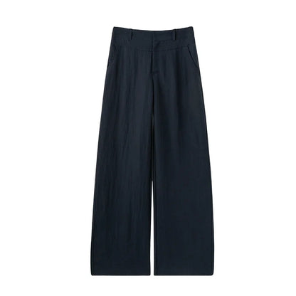 Women Casual Wide Leg Pants Elastic High Waist Linen Trousers Summer Fashion Women Clothes Beachwear
