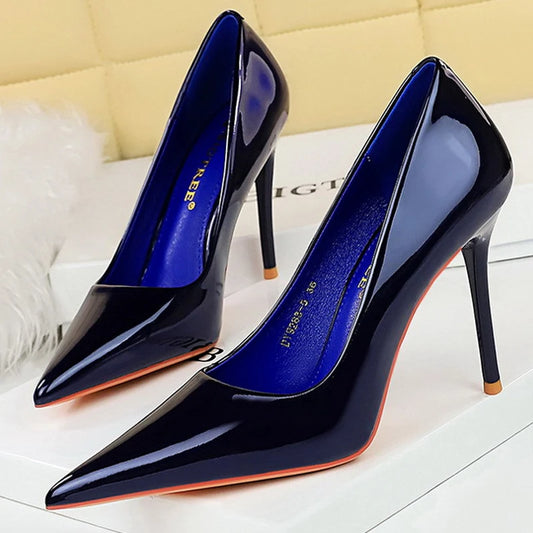 BIGTREE Shoes Patent Leather Women Pumps Sexy High Heels Pointed Lady Party Shoes Stilettos Women Heels Fashion Wedding Shoes