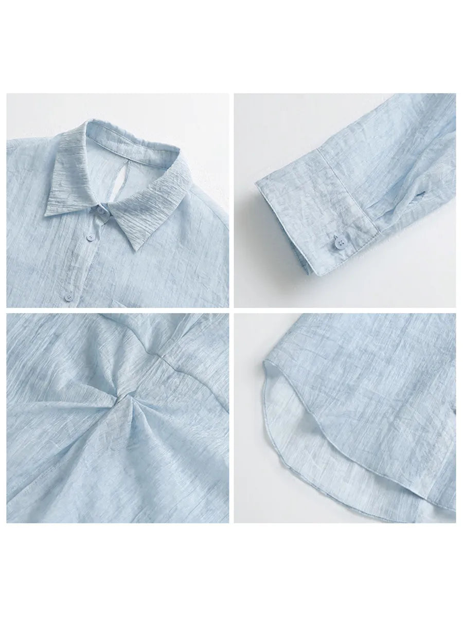 CHIC VEN New Women Summer Shirt Solid Loose Casual Single Breasted Back Slit Long Sleeved Blouses Oversized T-shirt 2026