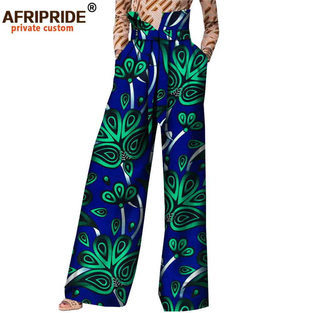 2026African Pants for Women Plus Size Wear Trousers Customzied High Waist Full Length Back Zipper Pants with Sashes A1821002