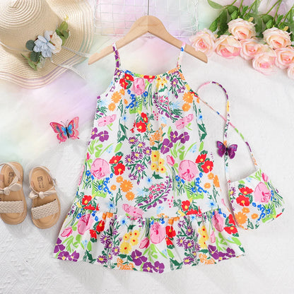 Bear Leader Summer Girls Dress Casual Princess Dresses Sleeveless Print Flower Costumes Kids Vestidos Cotton Floral Dress 2-7Y