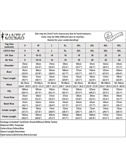 ZANZEA Street Fashion Women 2 Pieces Sets Elegant Vest Tops Wide Leg Pants 2pcs Suits Outfit Office Lady Solid Color Pant Sets