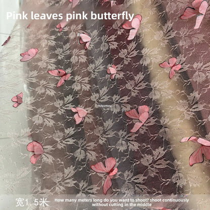 3D Butterfly Embroidery Lace Mesh Fabric for Wedding Dress Decoration Handmade Diy Cloth By The Meter Sewing Material