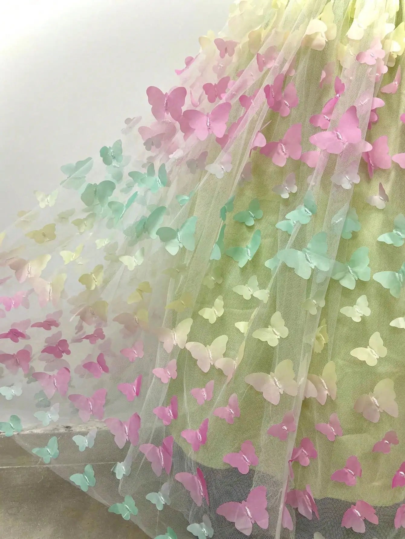 Girl's New Three-Dimensional Butterfly Sleeveless Mesh Bow Long Princess Dress Wedding Flower Girl Birthday Party Elf Dress
