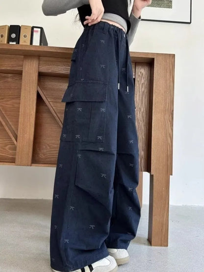 2026 Autumn New Release Trendy Girls' Butterfly Detail Straight Leg Cargo Pants Kids 5-12 Casual Wear