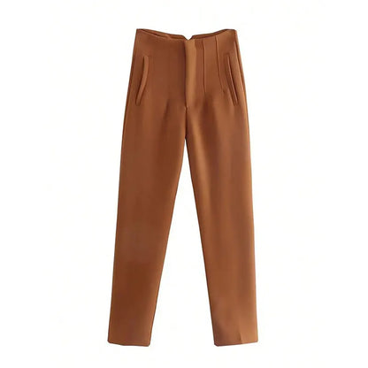 2024 Woman Solid Trouser High Waist Slim Zipper Fly Long Pants Female Wild Commute Office Lady Woman Pencil Pant Street