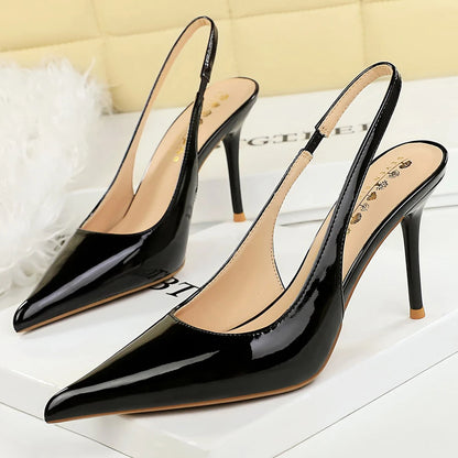 Ladies' 9 cm Heels Women Sandal Summer Shoes Pointed Women Pumps Patent Leather High-heeled Sandals Stiletto Sexy Party Shoes