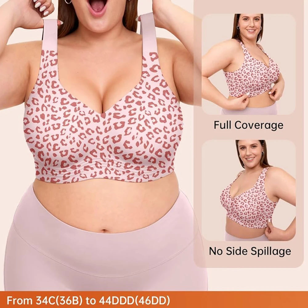 Jelly Bras For Women Plus Size Minimizer Soft Wireless Push Up Bra Full Coverage Supportive Bralette Hide Back Fat T Shirt Bras