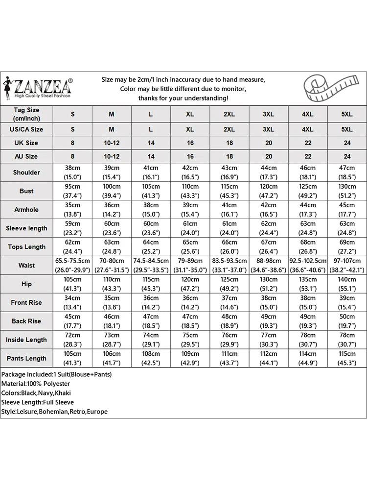 ZANZEA Street Fashion 2 Pieces Pant Sets Women 2025 Autumn Long Sleeve Shirt and Wide Leg Pants Suits Solid Color Commuting Wear