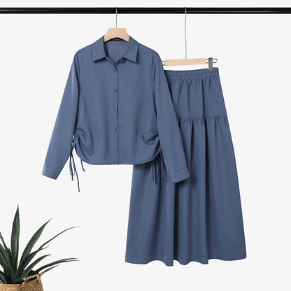 2026 ZANZEA Fashion Women Long Sleeve Shirt Dress Sets Muslim Matching Set Ramadan Outfit Hijab Tracksuit Solid Work Skirt Suit