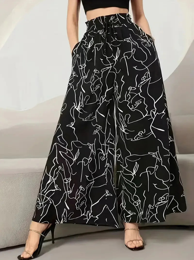 New Style Skirt Waist-length Culottes Women's Summer Long Draped with Large Hem Pants