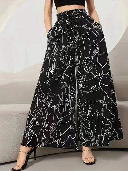 New Style Skirt Waist-length Culottes Women's Summer Long Draped with Large Hem Pants