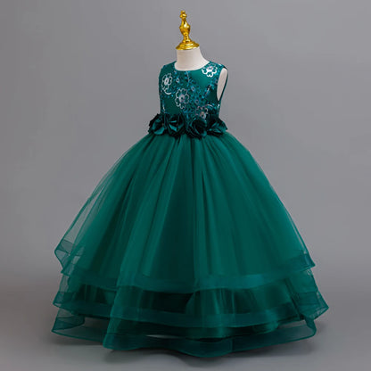 Hetiso Elegant Teenage Girls Evening Party Formal Prom Gown Kids Sleeveless Birthday Wedding Princess Dress for Girls 3-12 Years