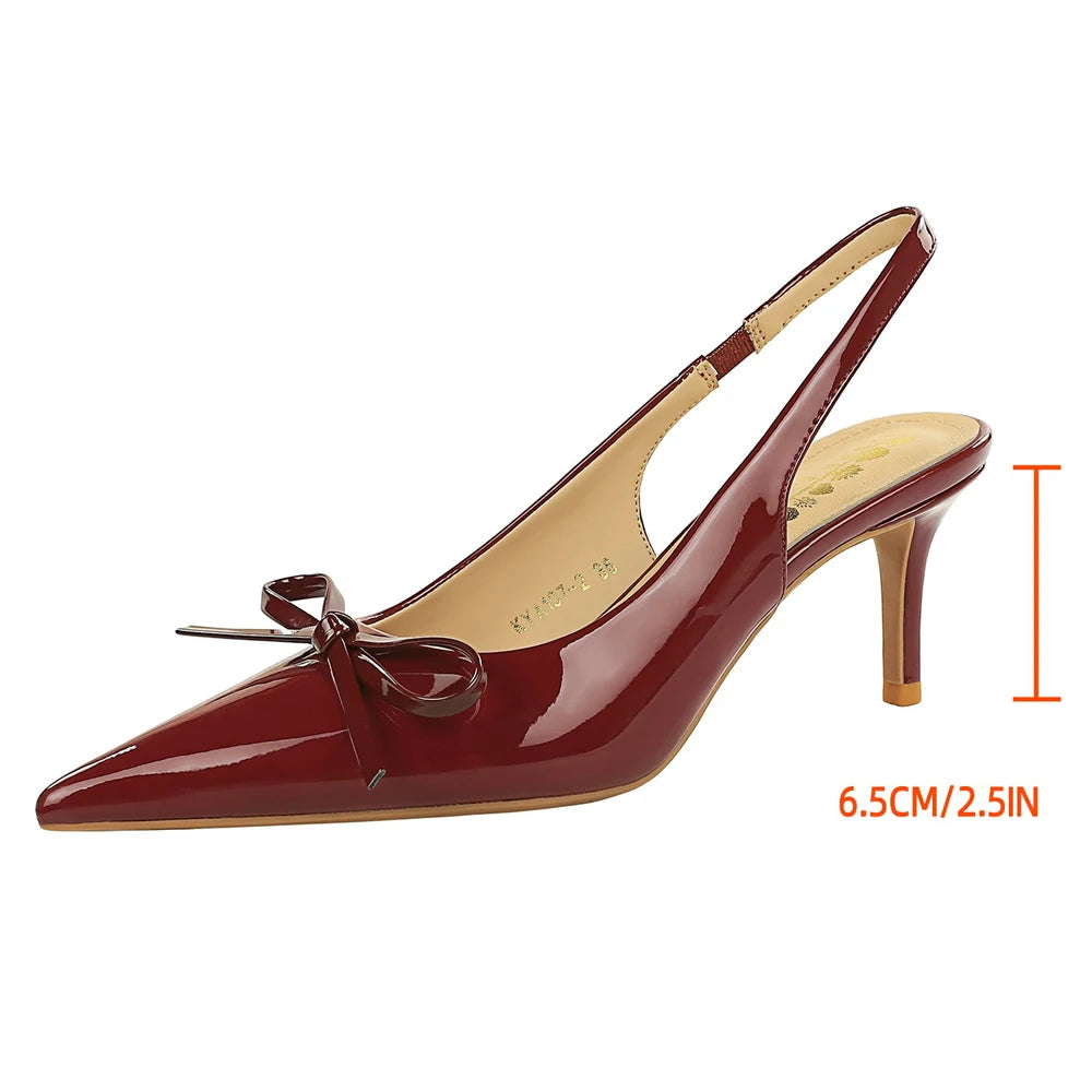 Large Size 43 Women Pumps Patent Leather High Heels Ladies Shoes Bow Decoration Heeled Sandals Women Shoes Summer Stiletto Heels