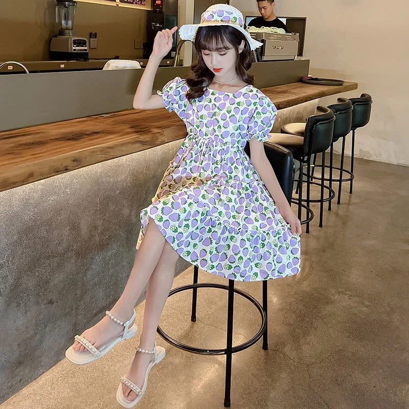 Summer Strawberry Princess Dress Romper for Girls Girls' Clothes Women's Children's Elegant Kids 8 10 Years Child Girl 12 7 9 6