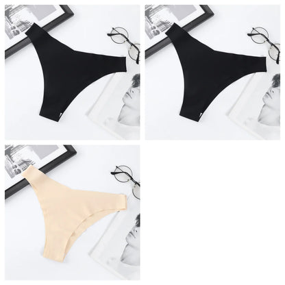 3Pcs/Set Women Ice Silk Panties V-Waist Low Rise Briefs Seamless Underwear Female Quick-Drying Underpants Sexy Lingerie S-L