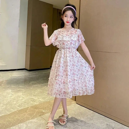Summer Floral Dress Year Old Girls Children's Clothing Girly Dresses Girl From 8 12 Years 2025 Kids Clothes Girls' Princess 10 4