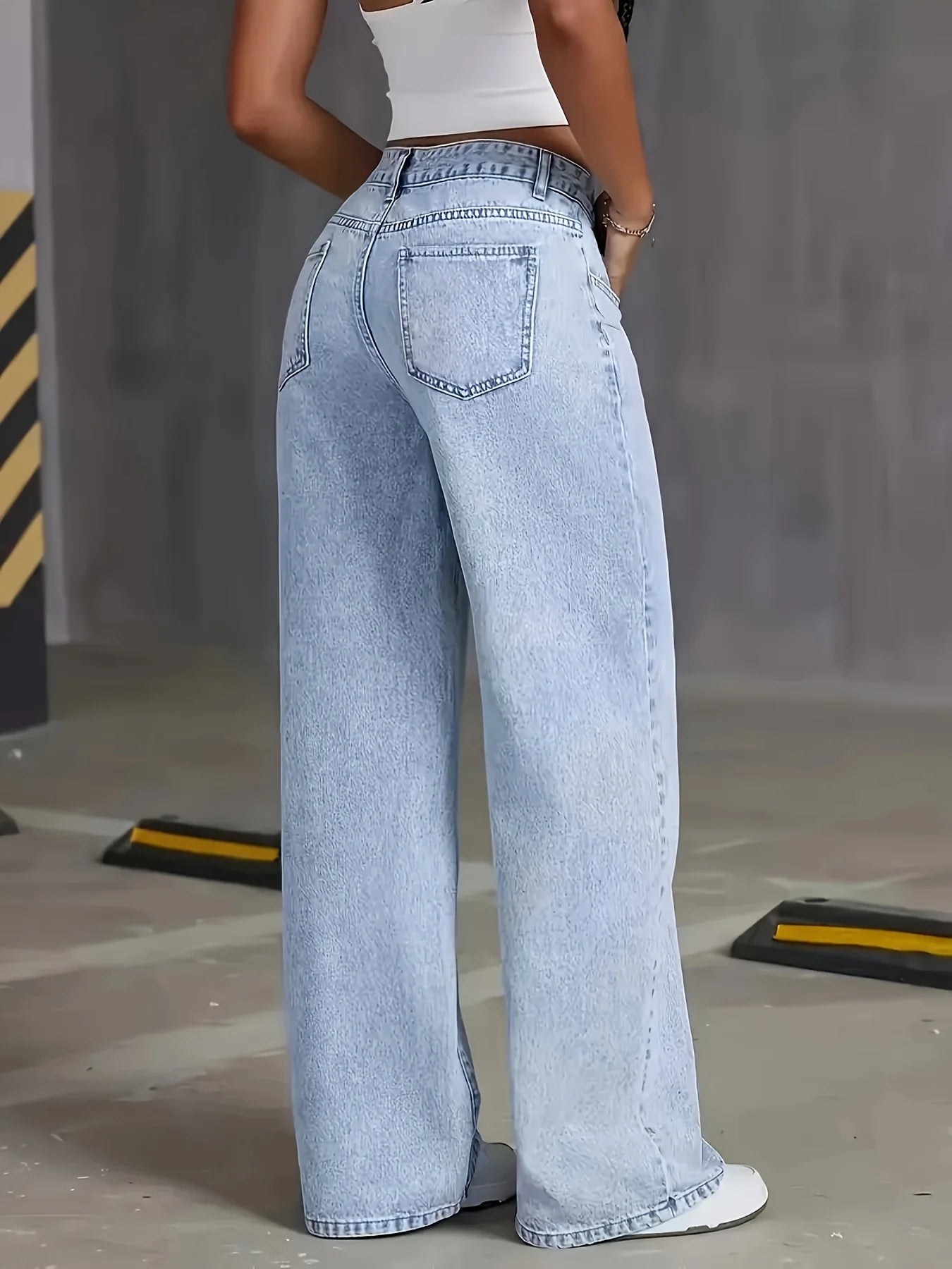 Jeans For Woman Y2k Clothes Light Blue Wide Leg Denim Pants Loose Fashion Simple Stretch Free Four Seasons Popular Casual