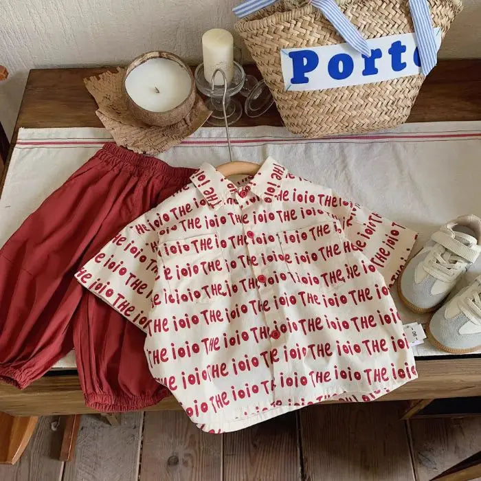 Boys Girls Kids Summer Shirt Children's Alphabet Print Casual Short Sleeve Top 2026 New Fashion Tee for Baby Toddler