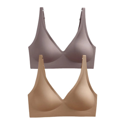 2Pcs/Set Seamless Bras For Women Wireless Underwear Push Up Bralette Soft Padded Deep V Sexy Lingerie Sleepwear Intimates S-3XL
