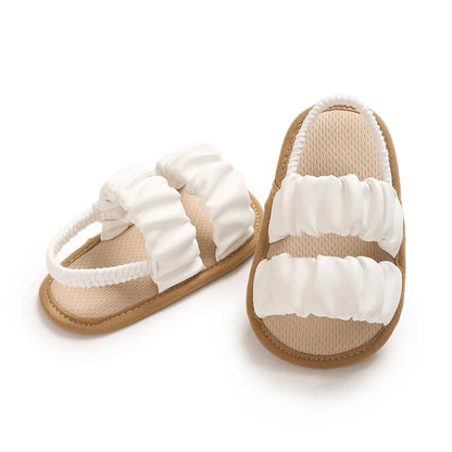 Baby Learning Walk Shoes, Unisex Summer Flat Infant Sandals, Soft Beach Wedding Crib Footwear for Newborns 0-1 Year
