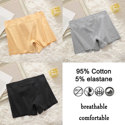 FINETOO 3Pcs Women Sexy Body Shaping Cotton Safety Boxer Shorts Skin Friendly Soft Cotton Fabric Panties Daily Wear Underwear