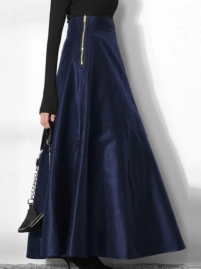 Women's Elegant OL Long Saias 2023 Fashion Solid Mujer Faldas ZANZEA PU Leather Maxi Skirts Casual High Waist Zipper Jupe Femme