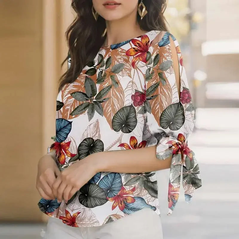 ZANZEA Woman Casual Polka Dots Printed Blouse Fashion Holiday Shirt Half Sleeve O-Neck Tunic Tops Elegant Party Chemise Oversize