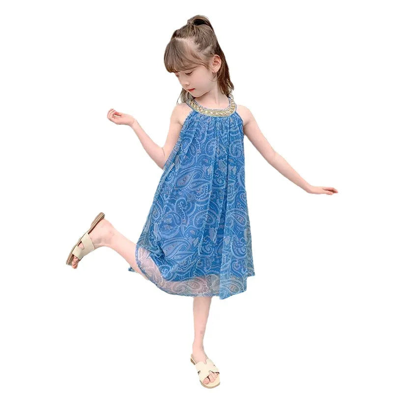 2026 Summer Kids girls chiffon mesh lace Tulle chemise Dresses Formal Princess Children braces skirt 4 5 6 7 8 10 11 12 13 Years