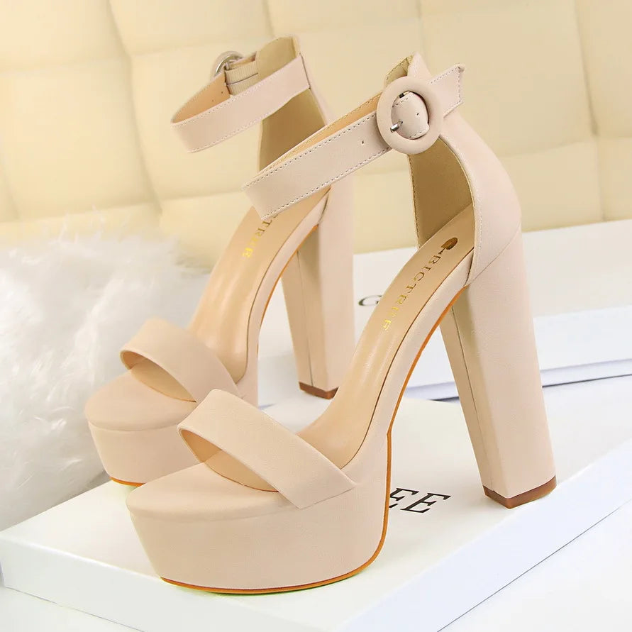 Brand Elegant Sandals Women High Heels Pumps Super High Heel 13cm Women'S Banquet Sandals Waterproof Platform Toe Sandals