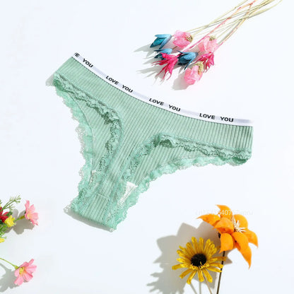 Comfort Breathable Soft Underwear Women's Low-Rise Ribbed Cotton Thongs Panties