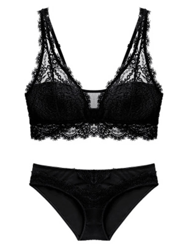 Fashion Sexy Bra set Women's push up Lace Underwear Panties Thin breathable bra set Jacquard Sexy Underwear