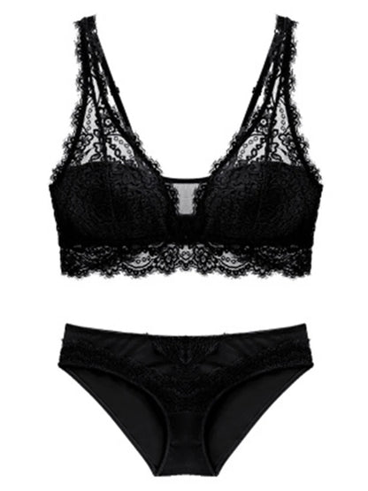 Fashion Sexy Bra set Women's push up Lace Underwear Panties Thin breathable bra set Jacquard Sexy Underwear