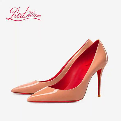 Women Heels Naked Color Women's Elegant High Heel Luxury Black Shoes Woman 2026 Red Shiny Bottoms Pointed Toe Party Ladies Women