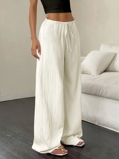 Bohemian Pleated Wide-Leg Pants Women's High-Waist Loose Pants